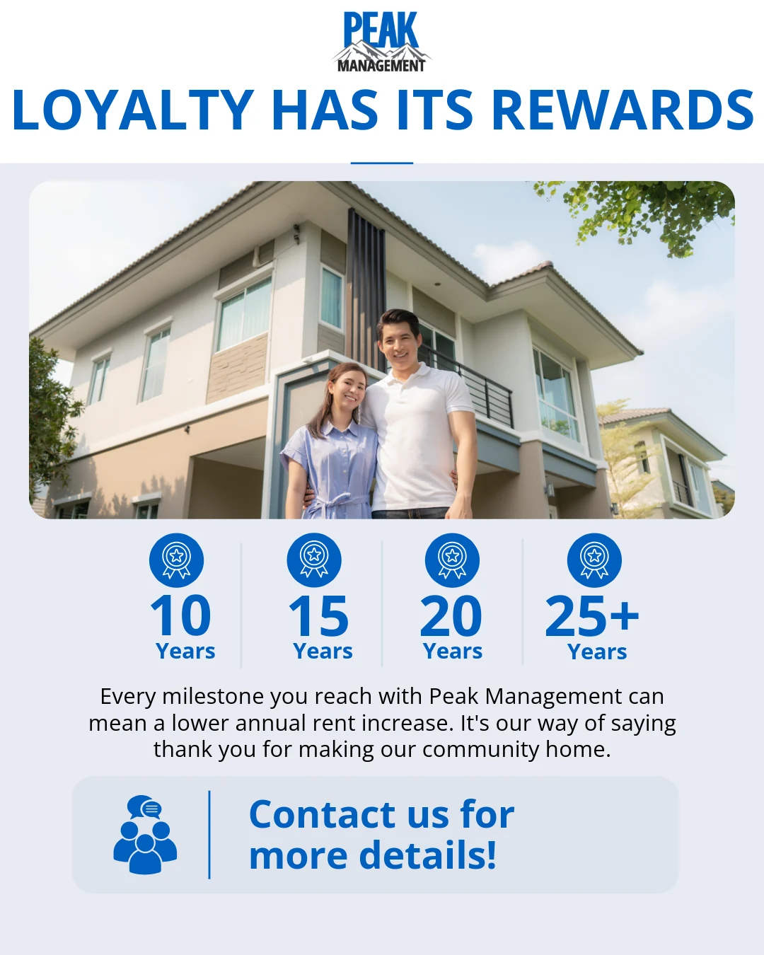 Resident loyalty rewards promotional graphic designed by Audrey Pelzek, featuring a tiered rewards program
